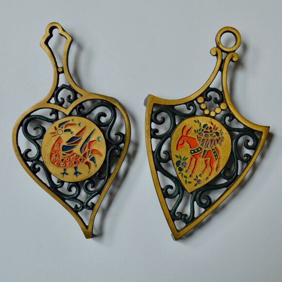 Dayagi Israel Brass Painted Trivet Set of 2 - Picture 1 of 7